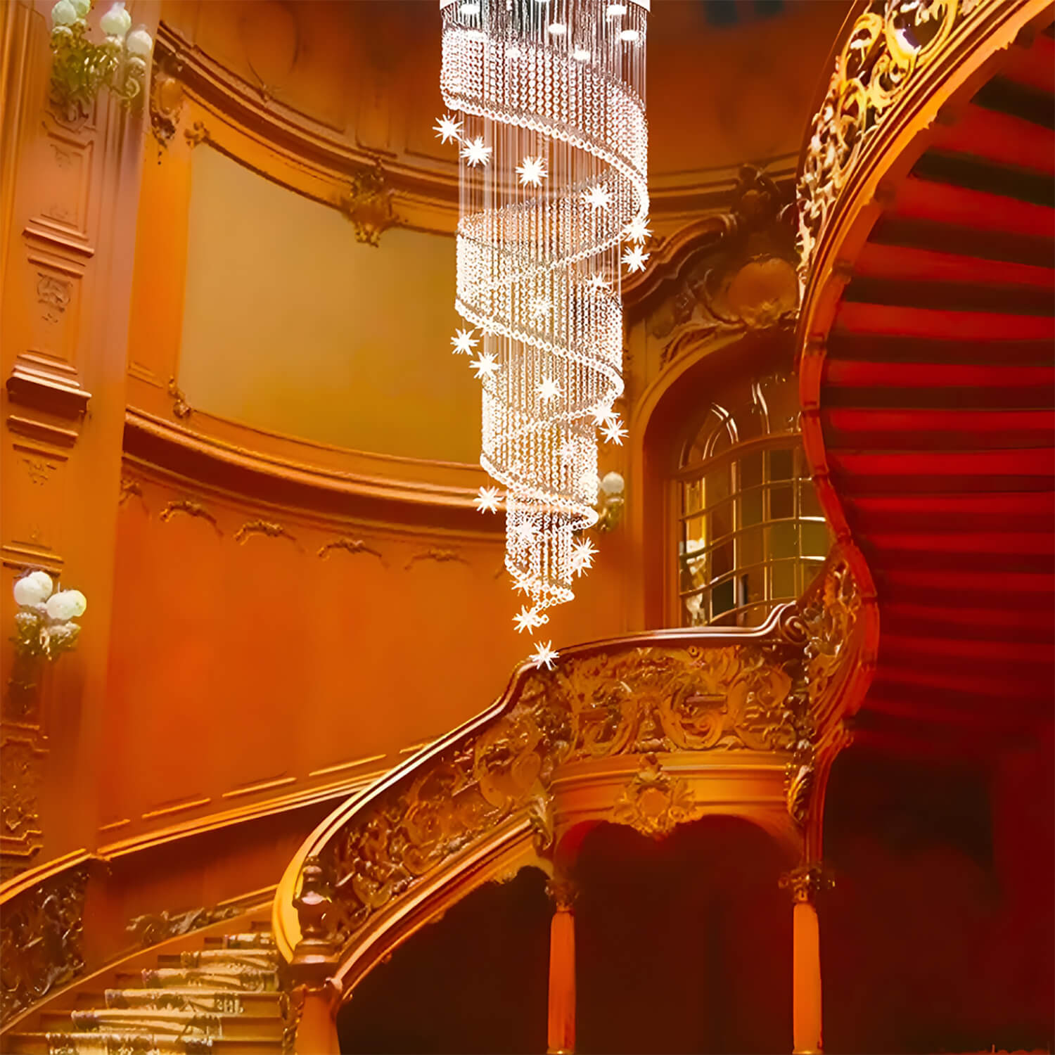 Spiral Meteor Shower Crystal Raindrop Chandelier - Staircase Chandelier-4 |Feyran