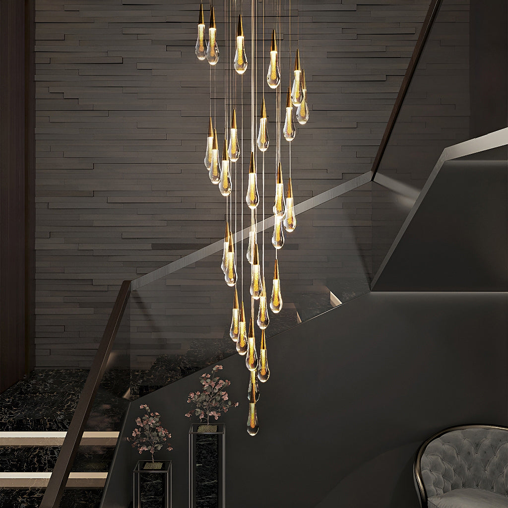 Spiraled Elegance Modern LED Pendant Light for Villa Living Rooms and Duplex Apartments-foyer-1 |Feyran