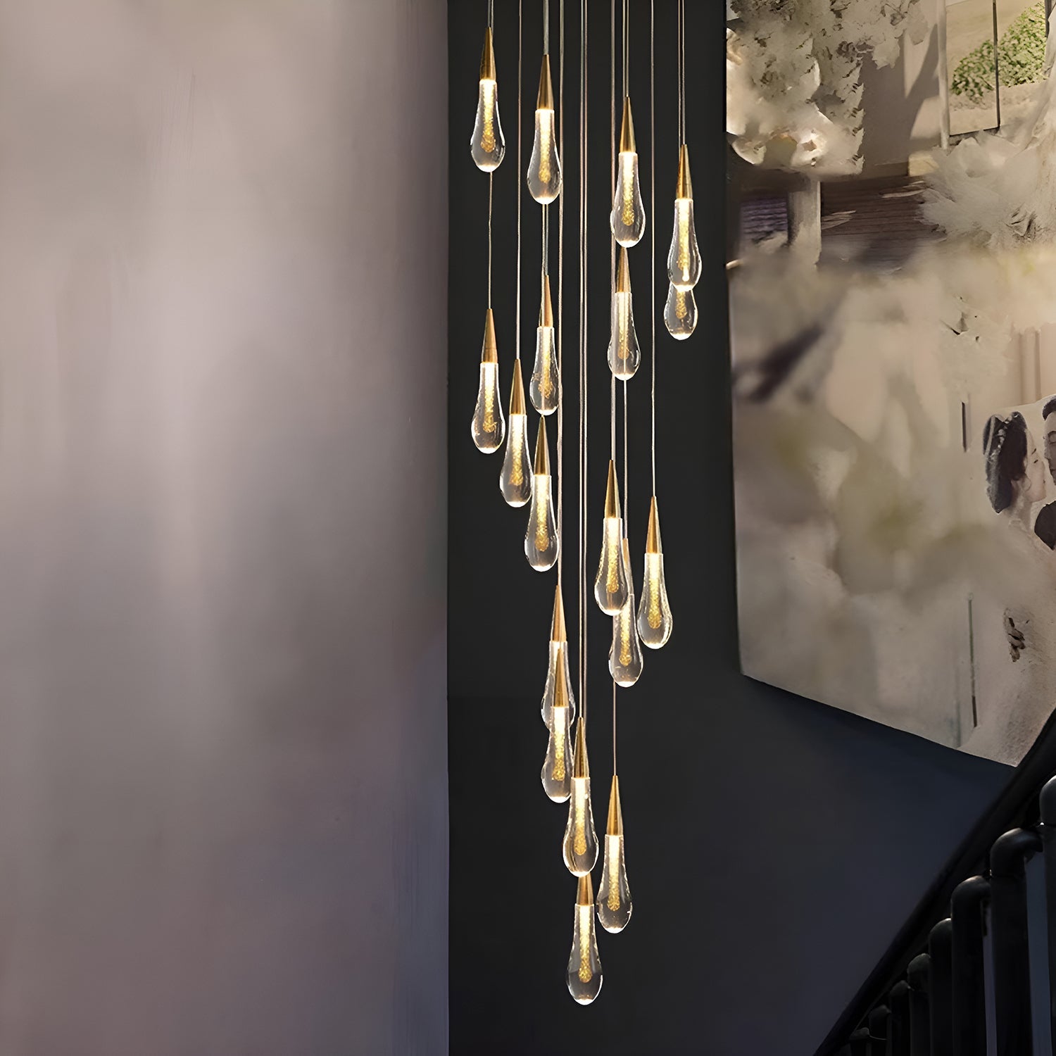 Elegance Modern LED Pendant Light for Villa Living Rooms and Duplex Apartments-foyer-4 |Feyran