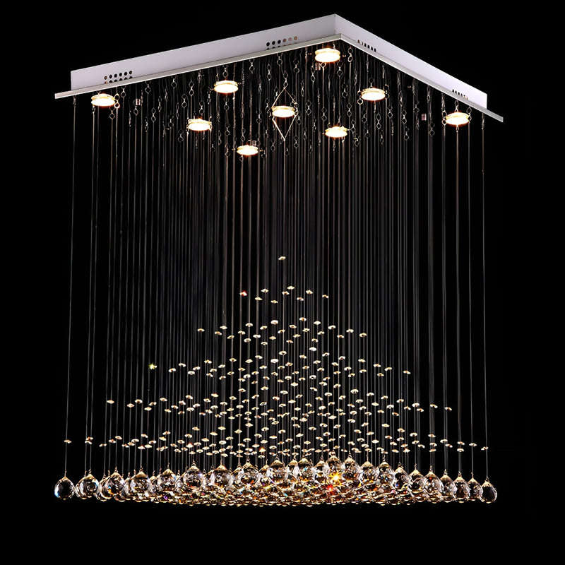 Square Base Pyramid Raindrop Crystal Chandelier - Ceiling Light-2|Feyran