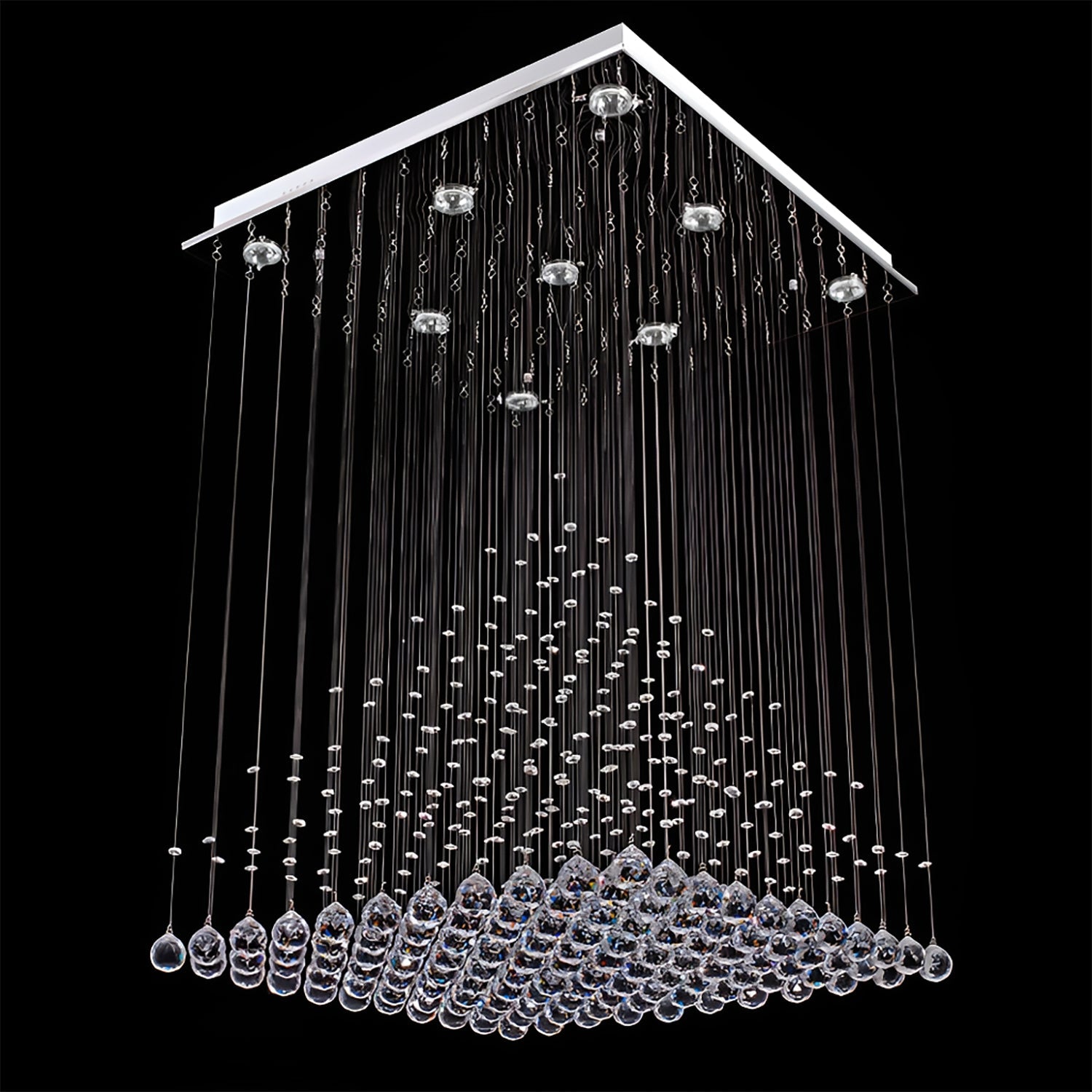 Square Base Pyramid Raindrop Crystal Chandelier - Ceiling Light-3|Feyran