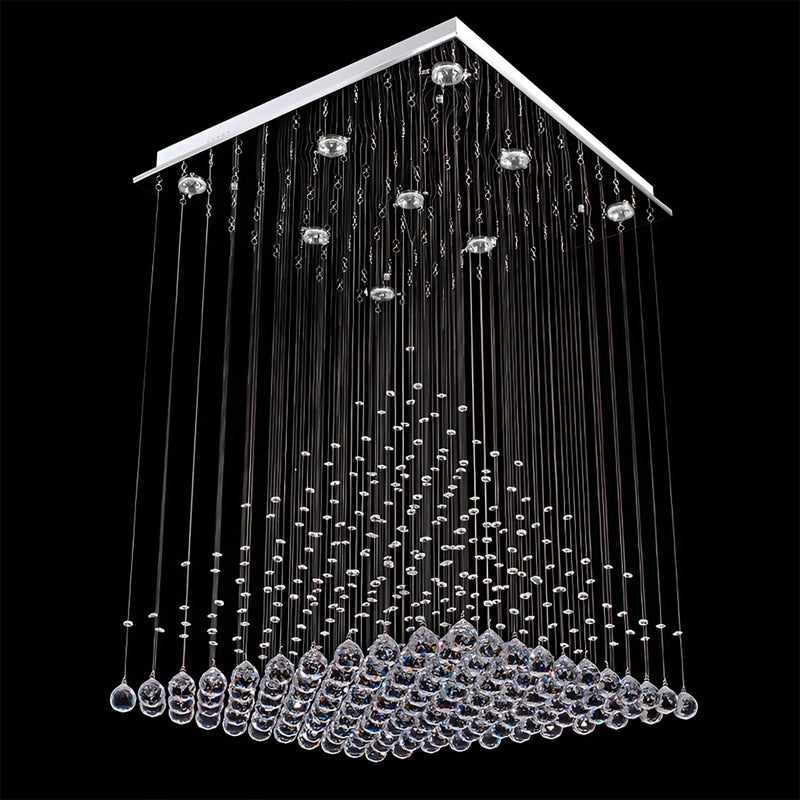 Square Base Pyramid Raindrop Crystal Chandelier - Ceiling Light-3|Feyran