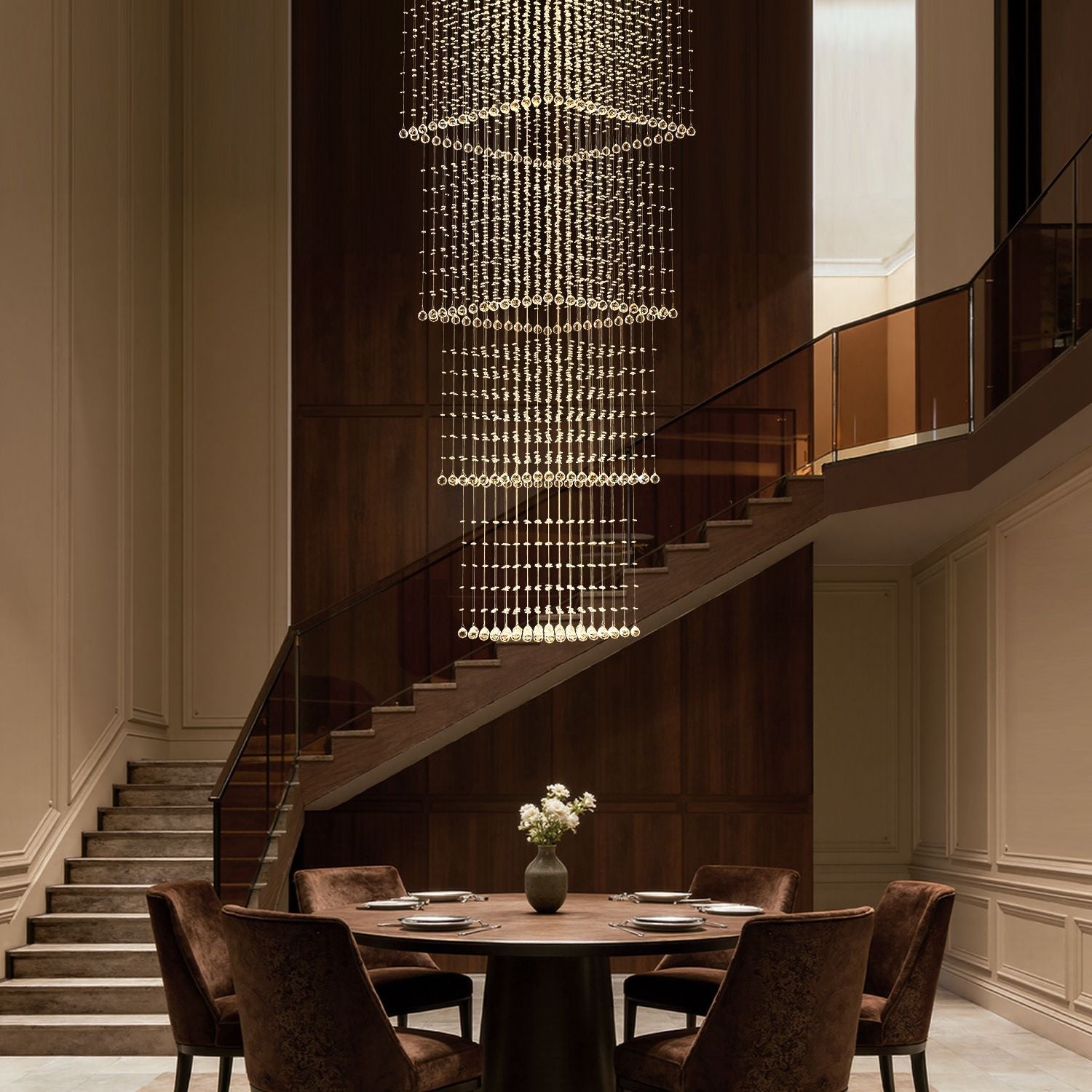 square-long-crystal-raindrop-chandelier-dining-room | Feyran
