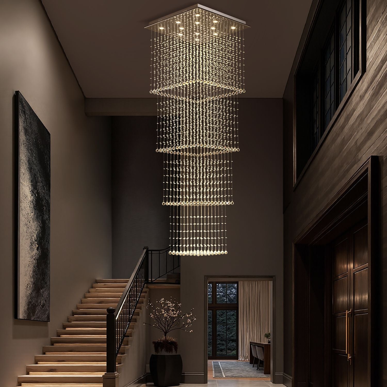 square-long-crystal-raindrop-chandelier-foyer-2 | Feyran