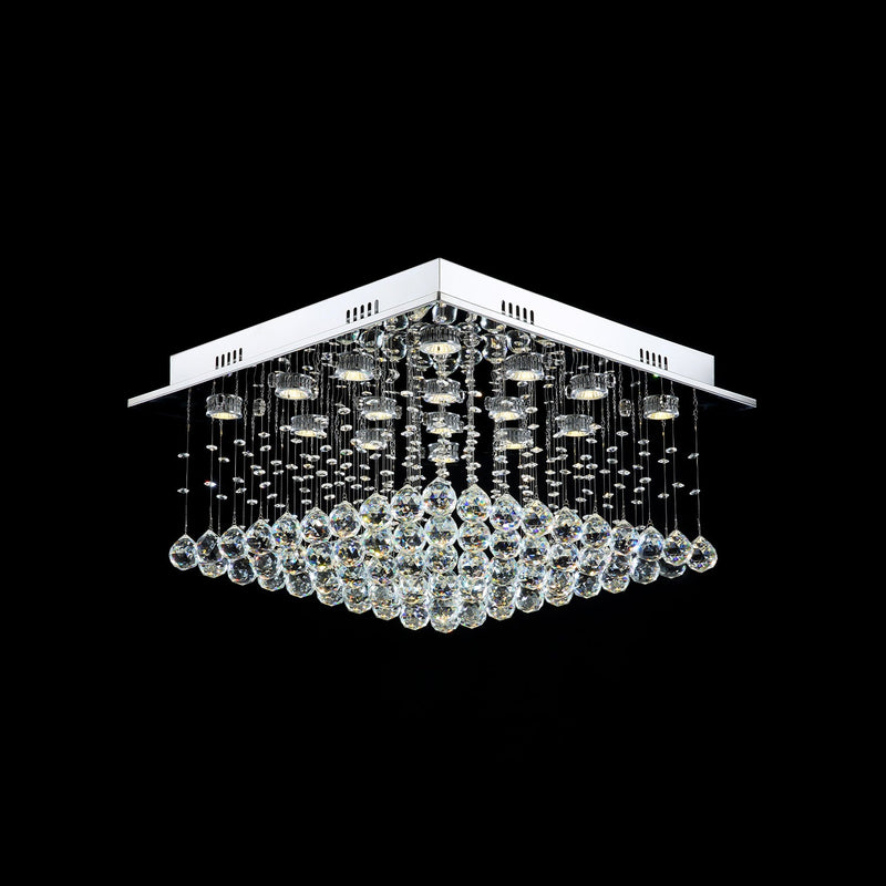 Square Low Ceiling Raindrop Crystal Chandelier frontview-1 | Feyran