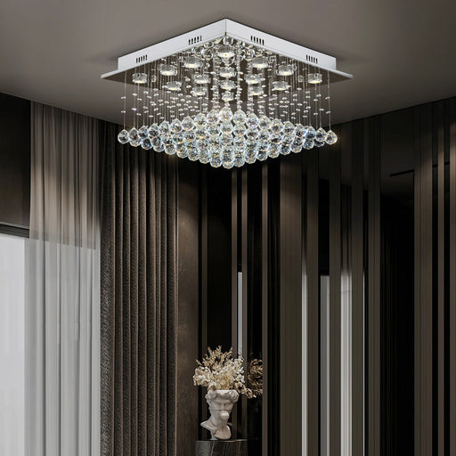 Square Low Ceiling Raindrop Crystal Chandelier livingroom-1 | Feyran