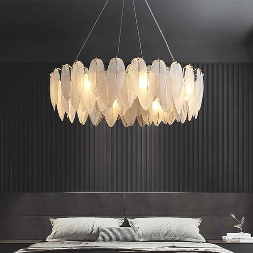statement-contemporary-feather-glass-chandelier-installed-in-the-living-room-ch422-20250711-Feyran-lighting