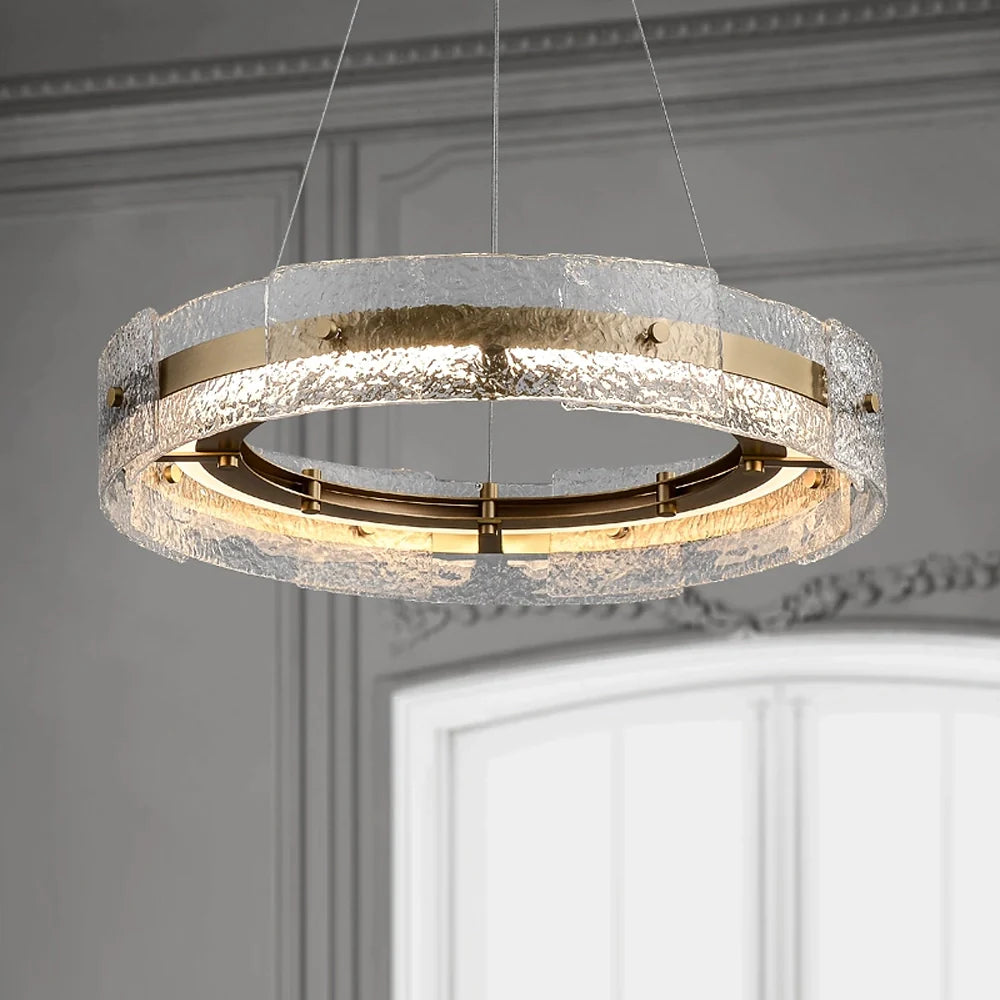 upward-view-of-textured-glass-gold-round-chandelier-ch439-20250725-Feyran-lighting