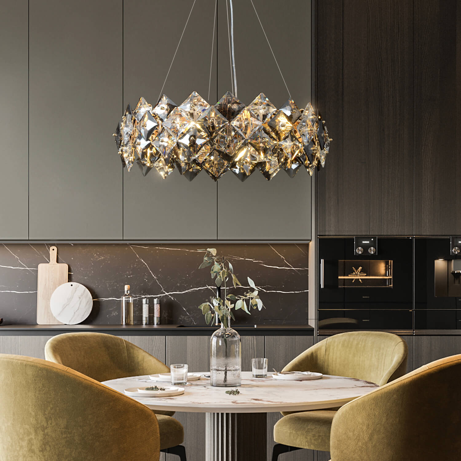 Modern Tiered Crystal Chandelier-dining-room-2|Feyran