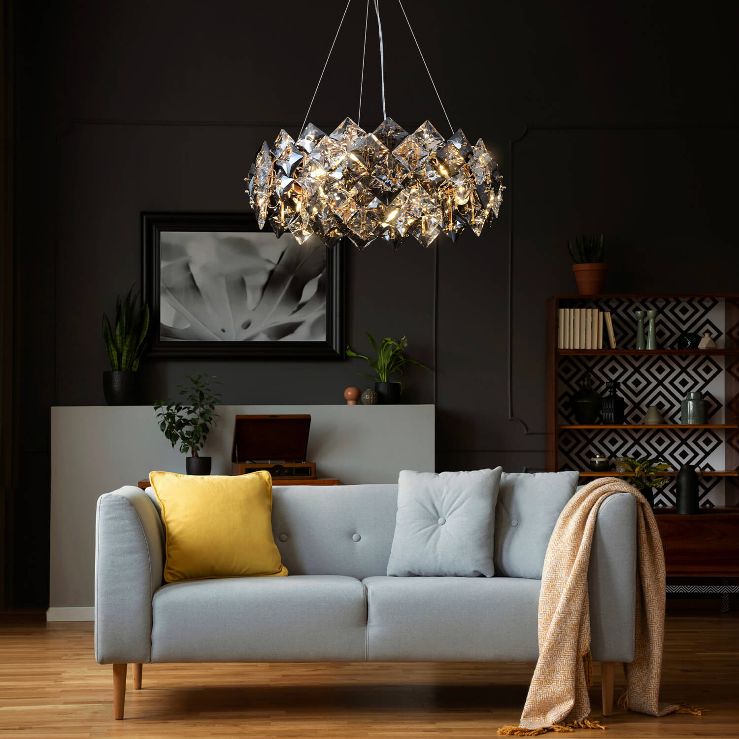 Modern Tiered Crystal Chandelier-living-room-1|Feyran