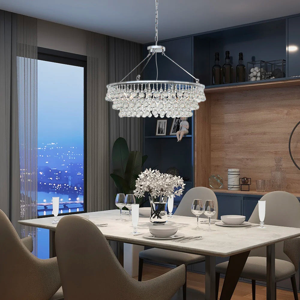 Unique Tiered Crystal Chandelier-dinging-room-2|Feyran