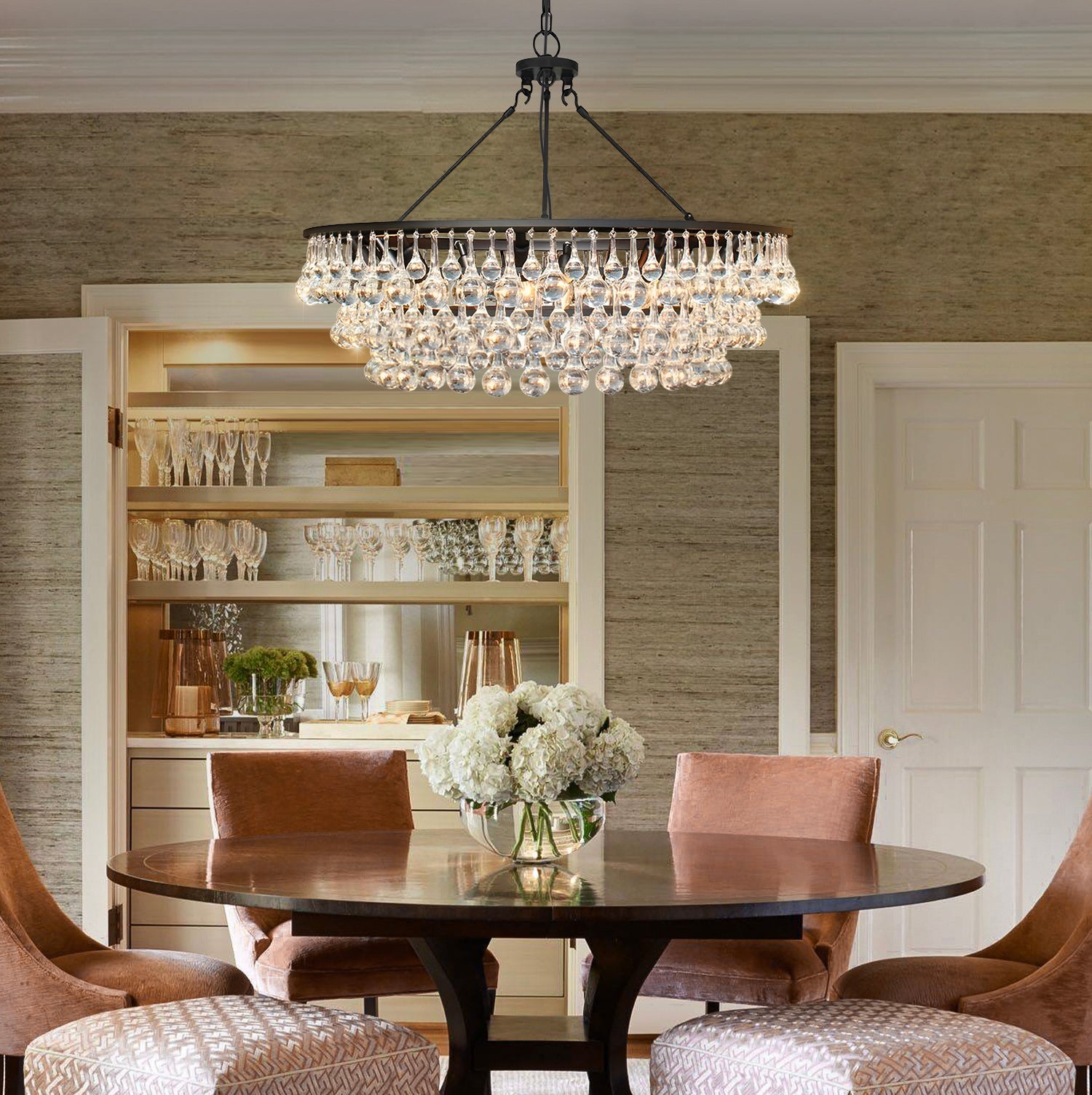 Unique Tiered Crystal Chandelier-dinging-room-3|Feyran