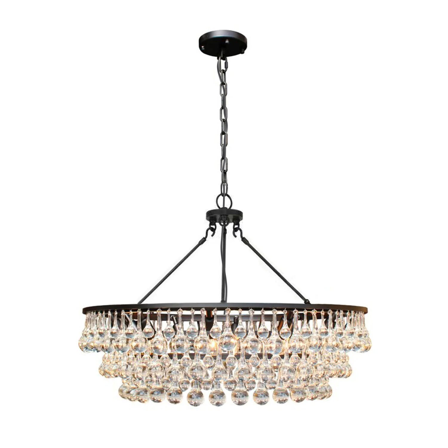 Unique Tiered Crystal Chandelier-front-view-black|Feyran