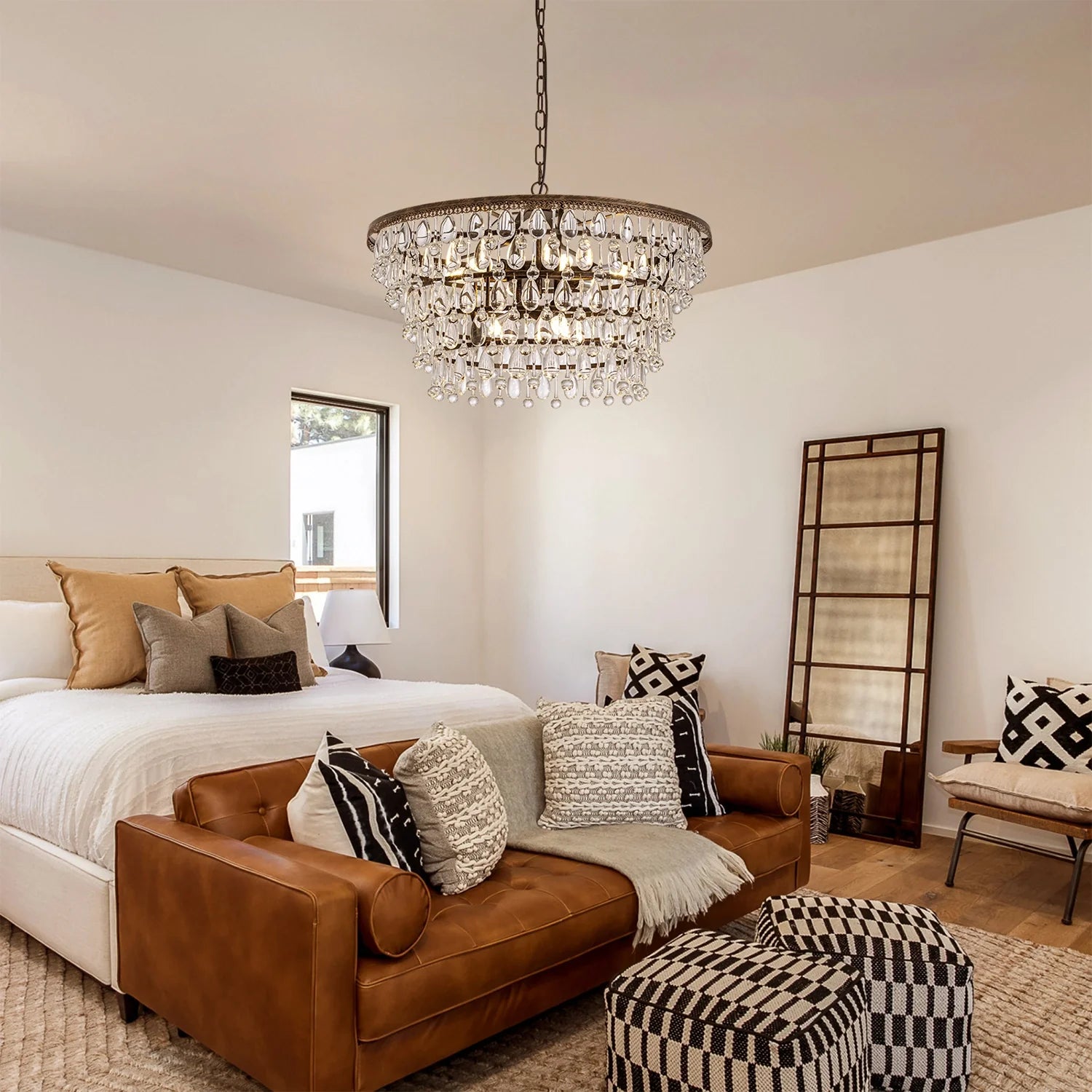 vintage-crystal-teardrop-round-chandelier-installed-in-a-living-room-ch462-20251017-Feyran-lighting